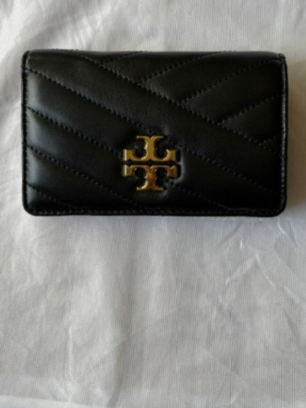 Tory Burch Kira Chevron Medium Slim Wallet Black